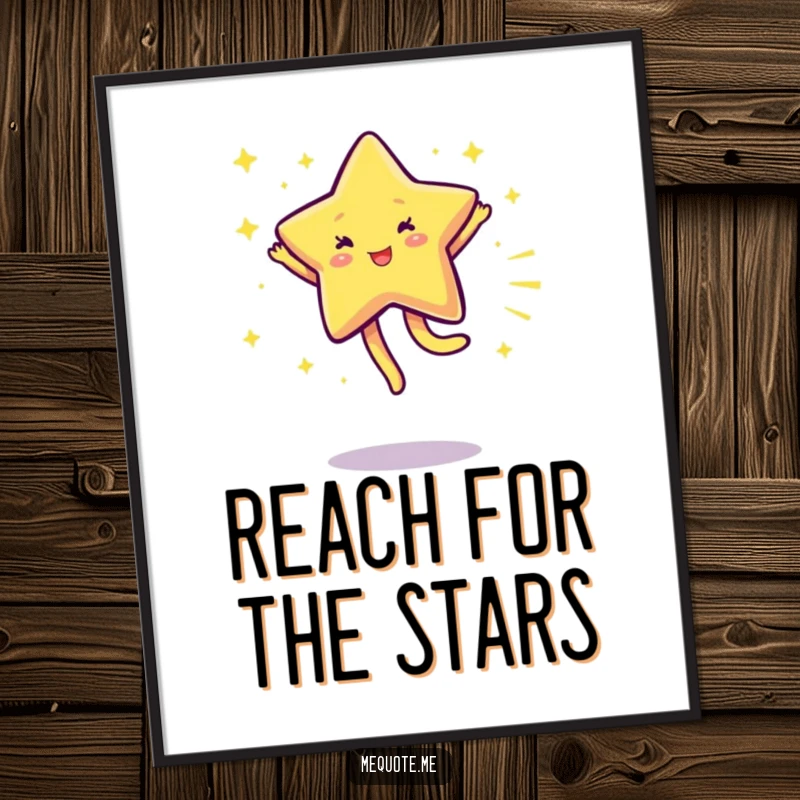 Funny Star Poster showcasing a sparkling star character joyfully cartwheeling, bringing energetic celestial humor to walls.