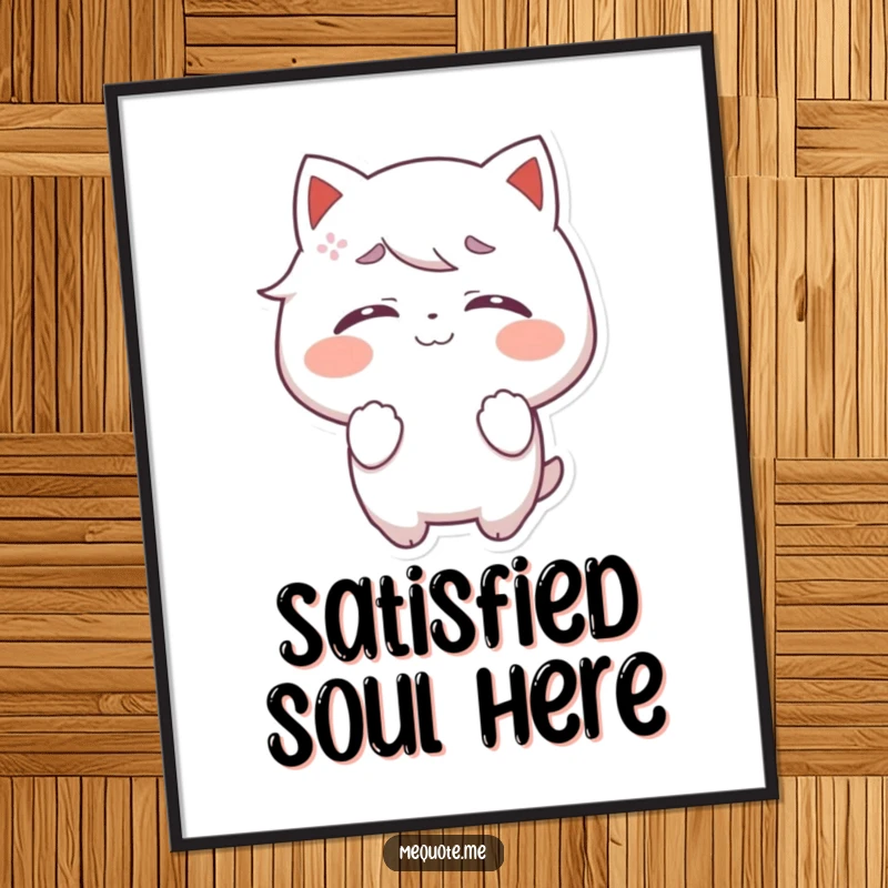 Funny Poster of a character with closed eyes, radiating pure self-satisfaction and ultimate blissful contentment.