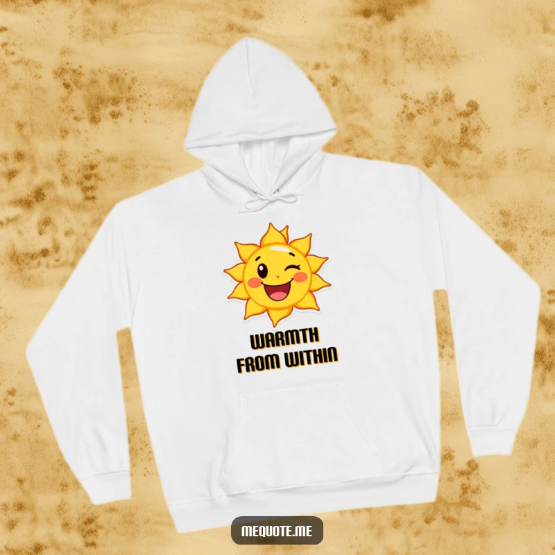 Funny Sun Hoodie depicting a happy sun character giving a wink, perfect for cozying up with radiant cheer.