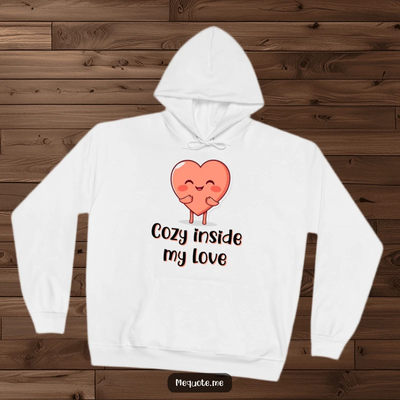 Funny Heart Hug Hoodie showing a smiling heart character giving a comforting hug, perfect for cozying up with love.