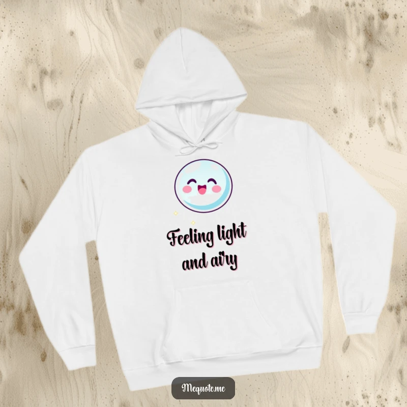 Funny hoodie featuring a bubbly bubble icon character floating happily with an expression of sheer glee. A cozy, humorous gift.