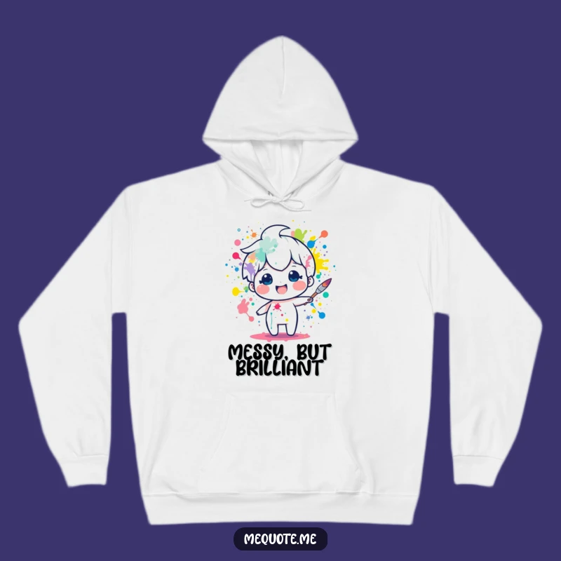 Funny Art Hoodie: Paintbrush Character Splatter Design, Perfect Cozy Gift