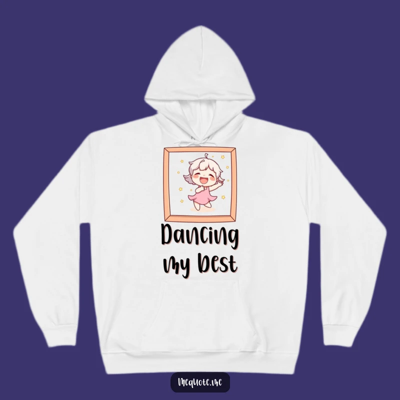 Funny Cozy Hoodie: Character Laughs Dancing in Mirror, Warm Hilarious Gift