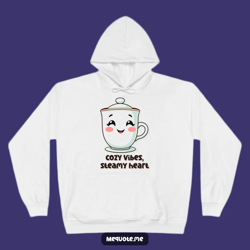 Funny Cozy Teacup Hoodie: Warm Grinning Character Design, Ideal Humorous Gift