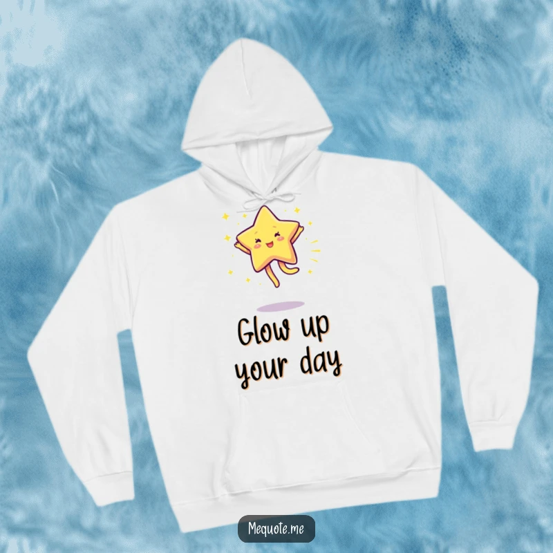 Funny Star Hoodie depicting a sparkling star character doing a cartwheel, offering cozy comfort and celestial fun.