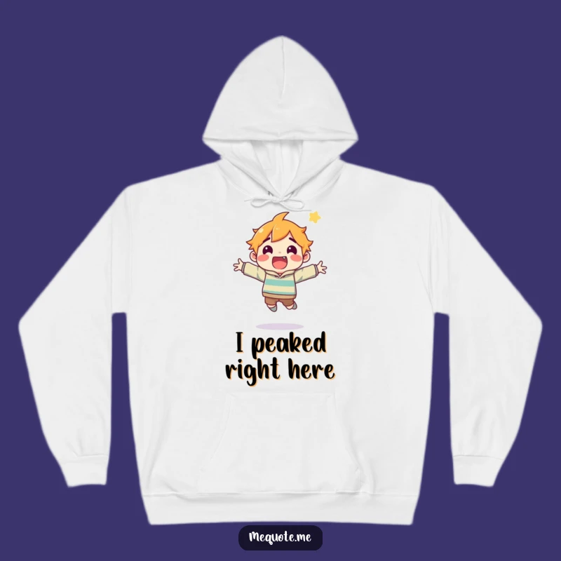 Funny Hoodie: Cozy Excited Character Jumping, Your Go-To Comfort Celebration Wear!