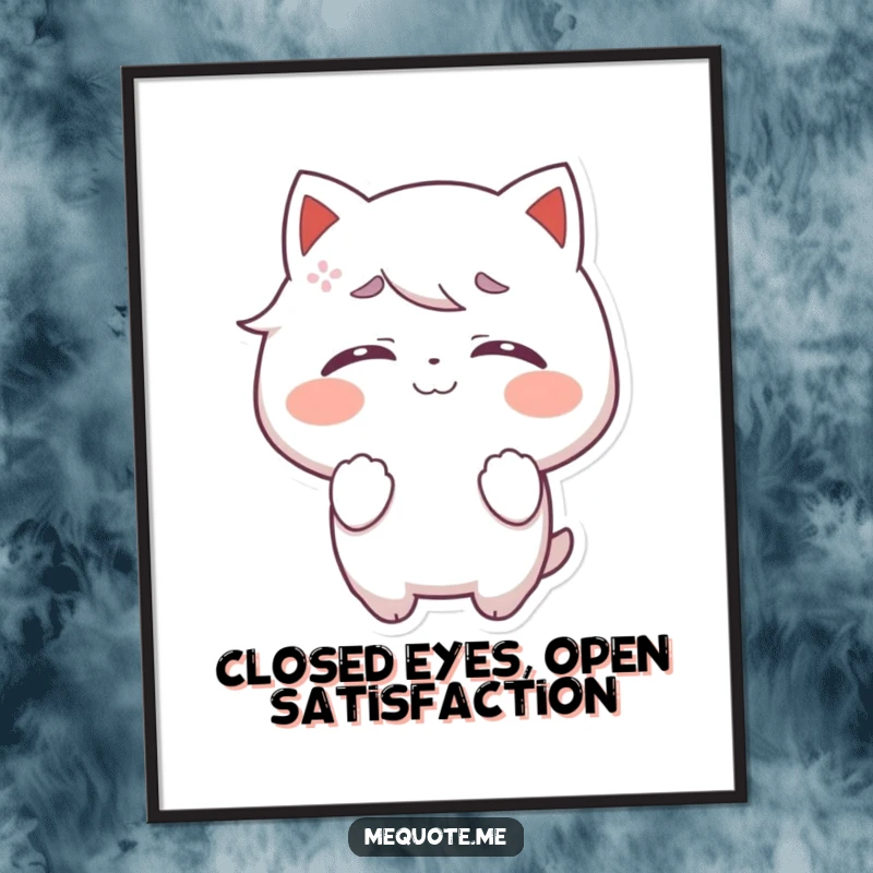 Funny Free Printable wall art featuring a character with closed eyes, radiating a sense of pure self-satisfaction and inner bliss.