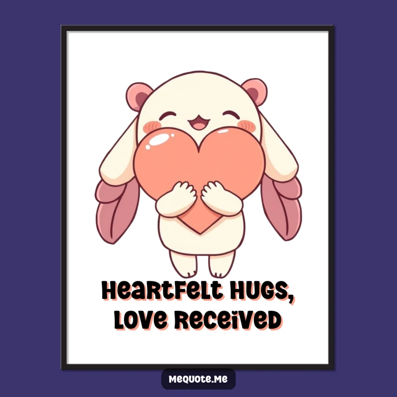 Free Printable Wall Art: Charming Heart Hugging Character, Downloadable Love Decor