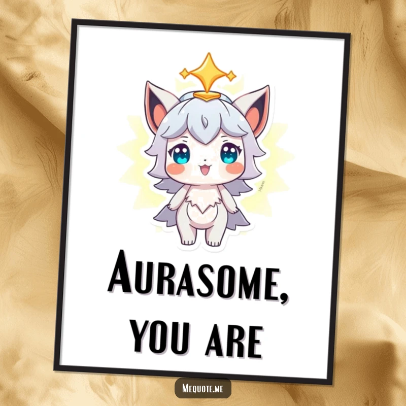 Funny Free Printable Wall Art: Character looking proudly at its own impressive glowing aura, radiating confidence and warmth.