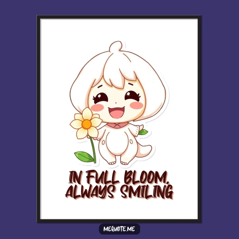 Free Printable Wall Art: Joyful Smiling Character & Flower, Downloadable Decor