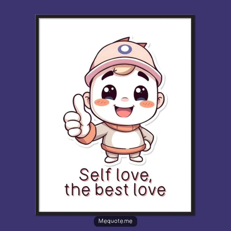 Funny Free Printable Wall Art: Confident Thumbs Up Character - Downloadable Decor