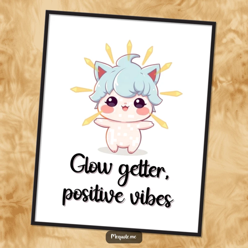 Funny Free Printable wall art depicting a whimsical character enveloped in a gentle glow of positive energy.