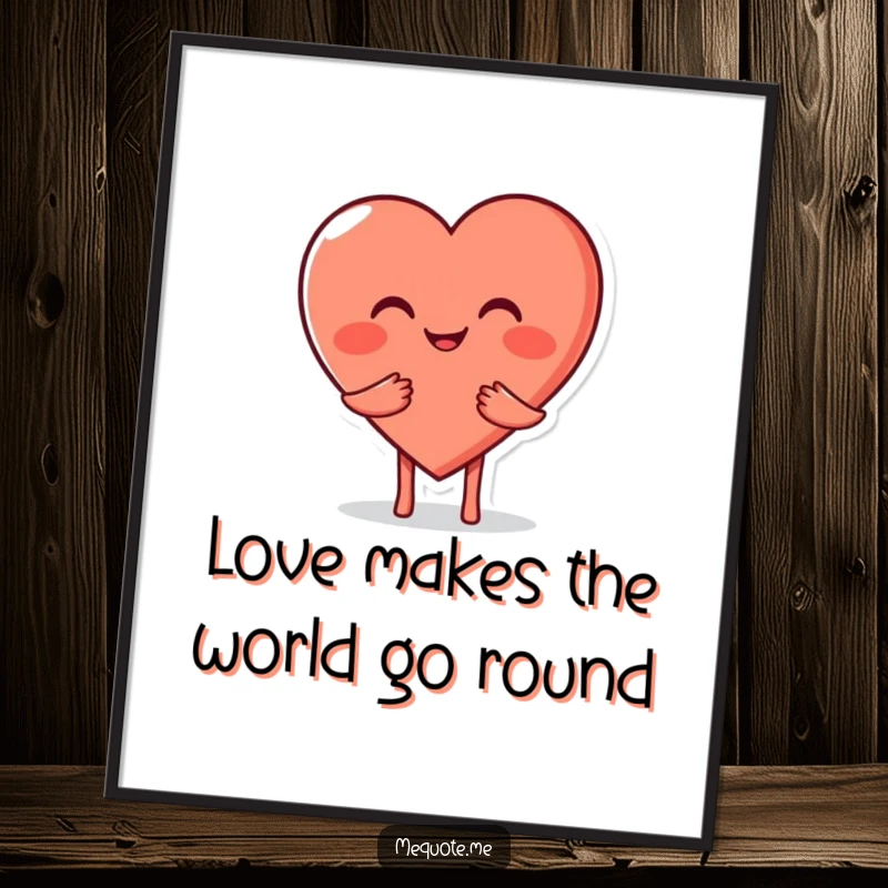 Free printable heart wall art, a smiling heart character giving a big, warm, comforting hug.