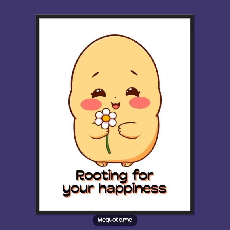 Free Printable Wall Art: Shy Potato Holding Flower - Funny Downloadable Decor