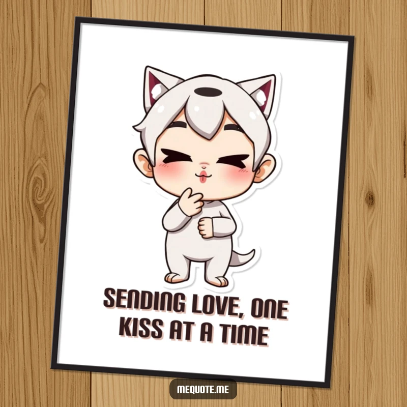 Funny Free Printable Wall Art: A mischievous character is puckering up and blowing a playful kiss.