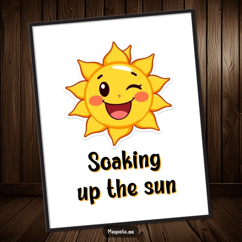 Free printable sun wall art, a happy sun character giving a friendly, cheerful wink.