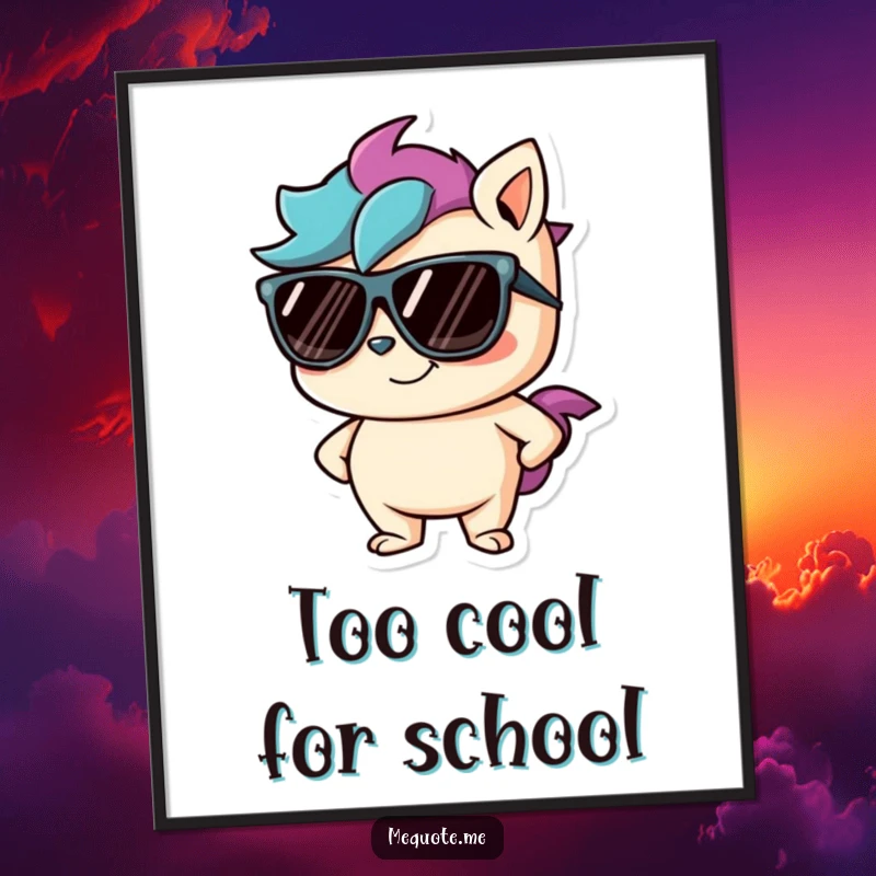 Funny Free Printable Wall Art of a mischievous character in sunglasses with a confident smirk, exuding effortless cool.