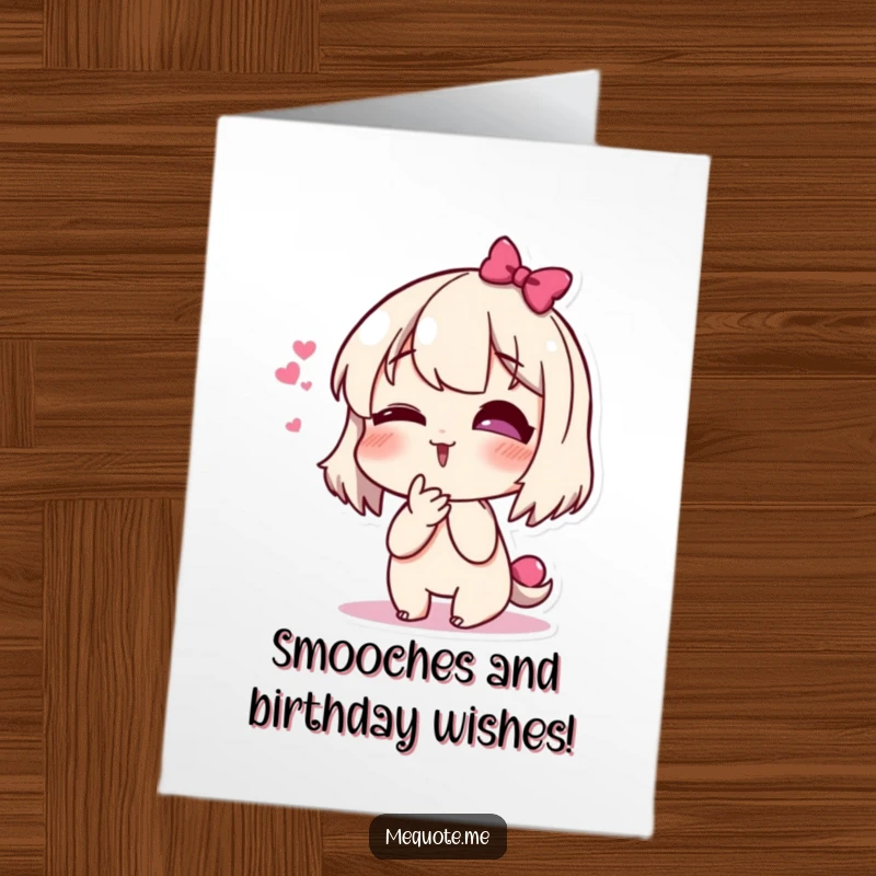 Funny Free Printable Birthday Card featuring a giggling character joyfully blowing a kiss, ideal for a lighthearted celebration.