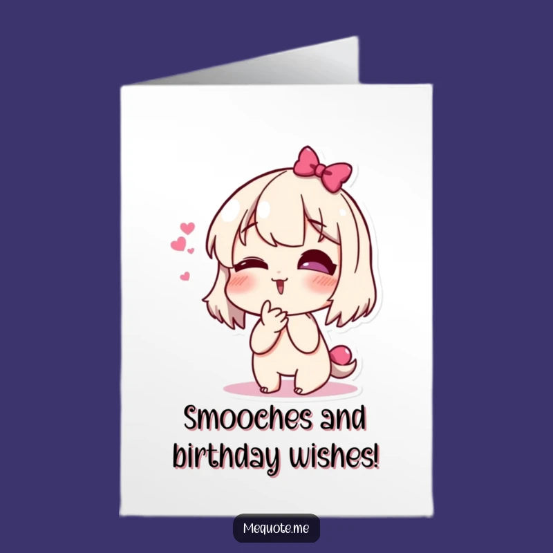 Free Printable Birthday Card: Giggling Character Blowing Kiss, Funny Downloadable Gift!