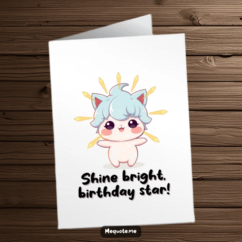 Funny Free Printable birthday card featuring a whimsical character radiating positive energy within a gentle, warm glow.