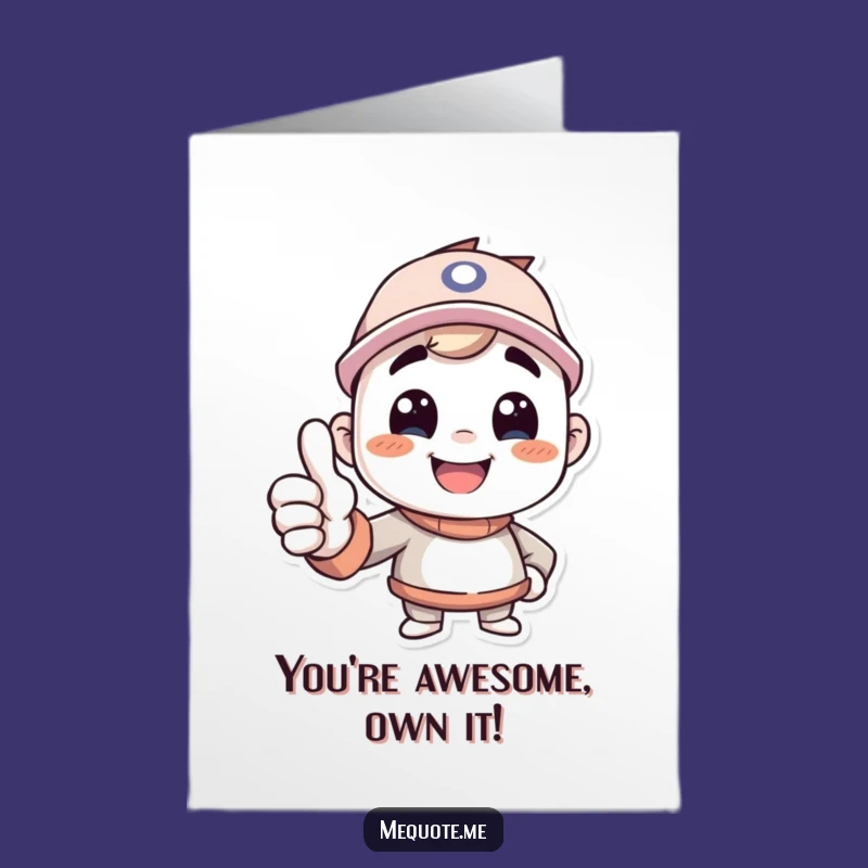 Free Printable Birthday Card: Confident Character Thumbs Up - Downloadable Self-Love Gift