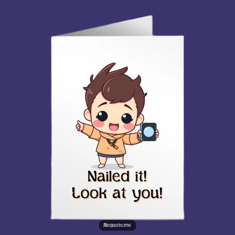 Free Printable Congrats Card: Awesome Selfie Character, Great Downloadable Gift Idea!