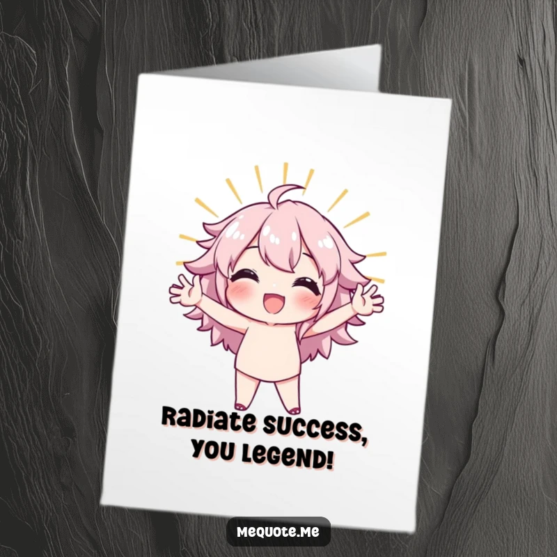 Funny Free Printable congratulations card showing a character in a radiant, confident stance, symbolizing victory and self-assuredness.