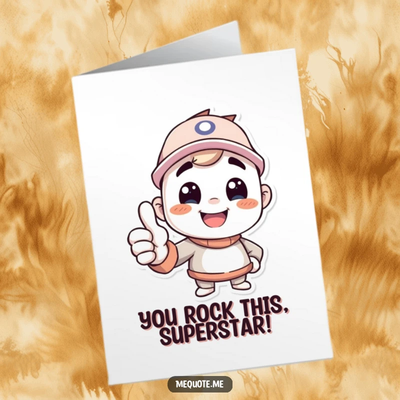 Funny Free Printable Congratulations Card: Happy character giving a solid thumbs up to its own reflection, celebrating accomplishment.