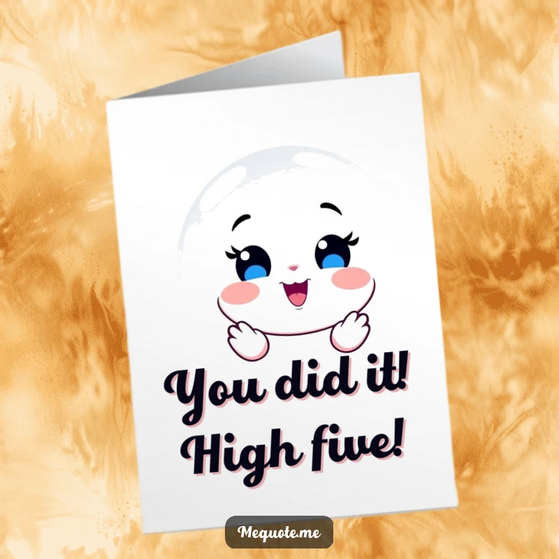 Funny Free Printable Congratulations Card: A smiling mirror character reflecting joy and pride in recent accomplishments.