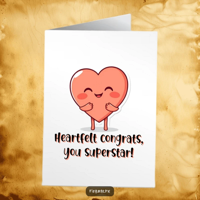 Free printable heart congratulations card, a smiling heart character offering a warm, comforting hug.
