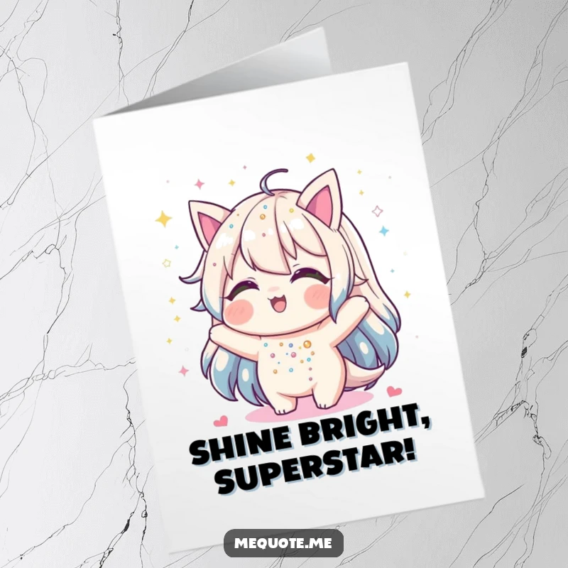 Funny Free Printable Congratulations Card of a playful character showering itself with glitter, celebrating success with flair.