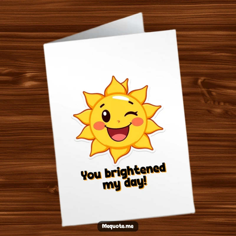 Free printable sun congratulations card, a happy sun character giving a knowing, cheerful wink.