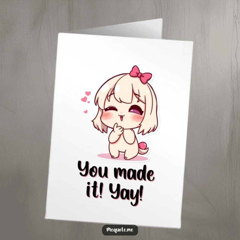 Funny Free Printable Congratulations Card showing a giggling character sending a playful kiss, perfect for celebrating achievements.