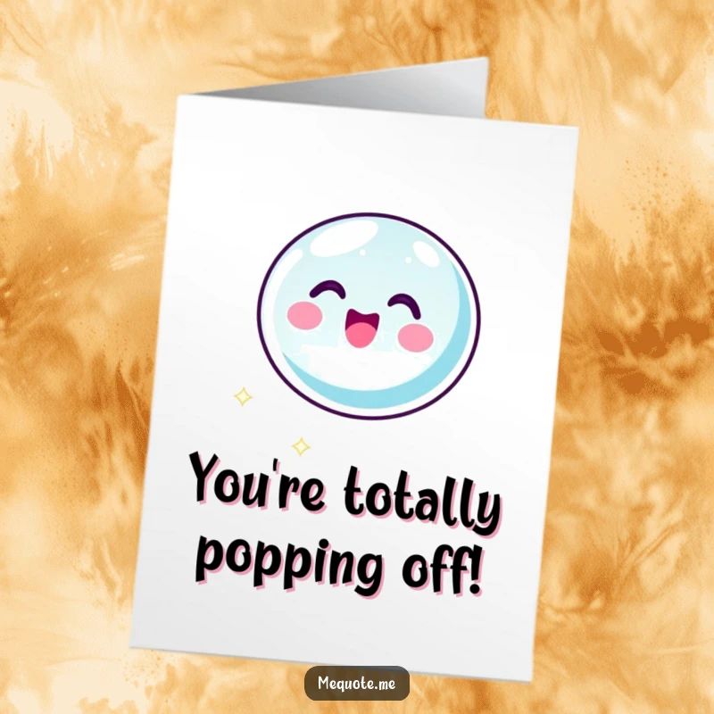 Funny Free Printable Congratulations Card with a bubbly bubble icon character floating with glee, celebrating a fantastic achievement.