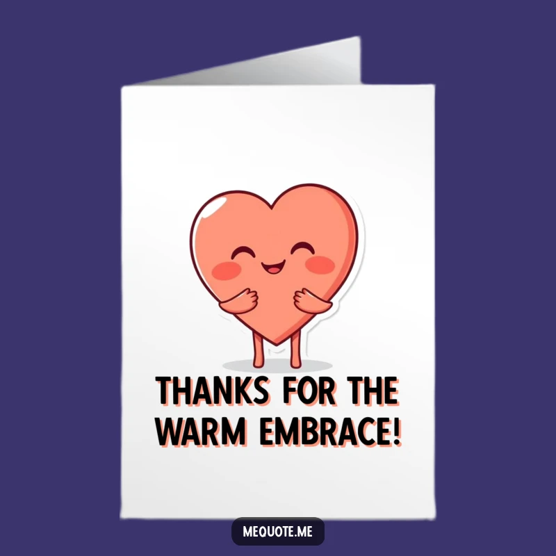 Free Printable Heart Thank You Card: Warm Hug Downloadable Gift