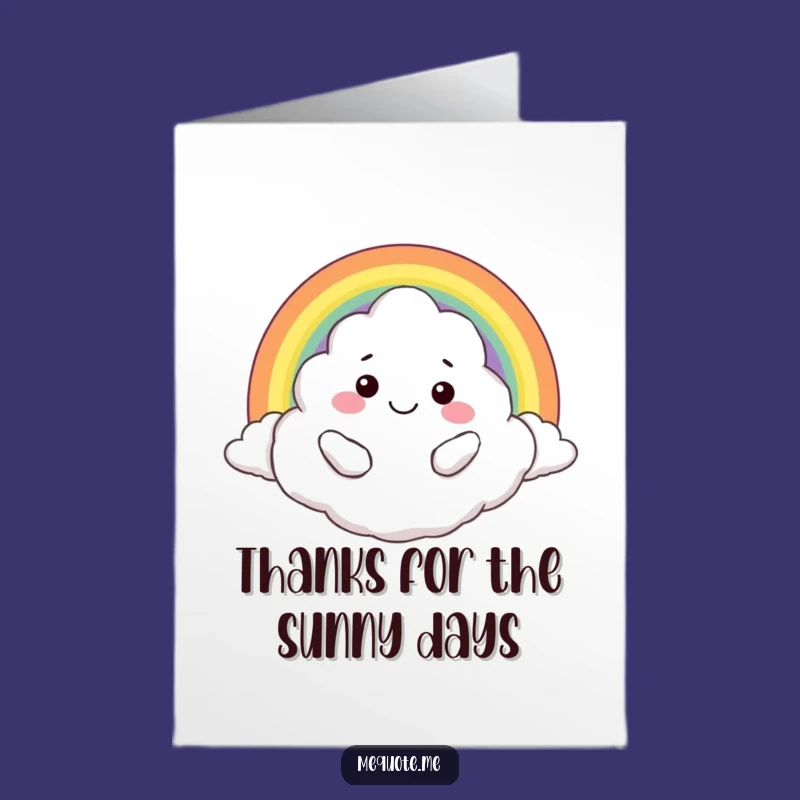 Free Printable Thank You Card: Cloud Hugging Rainbow - Funny Downloadable Gratitude