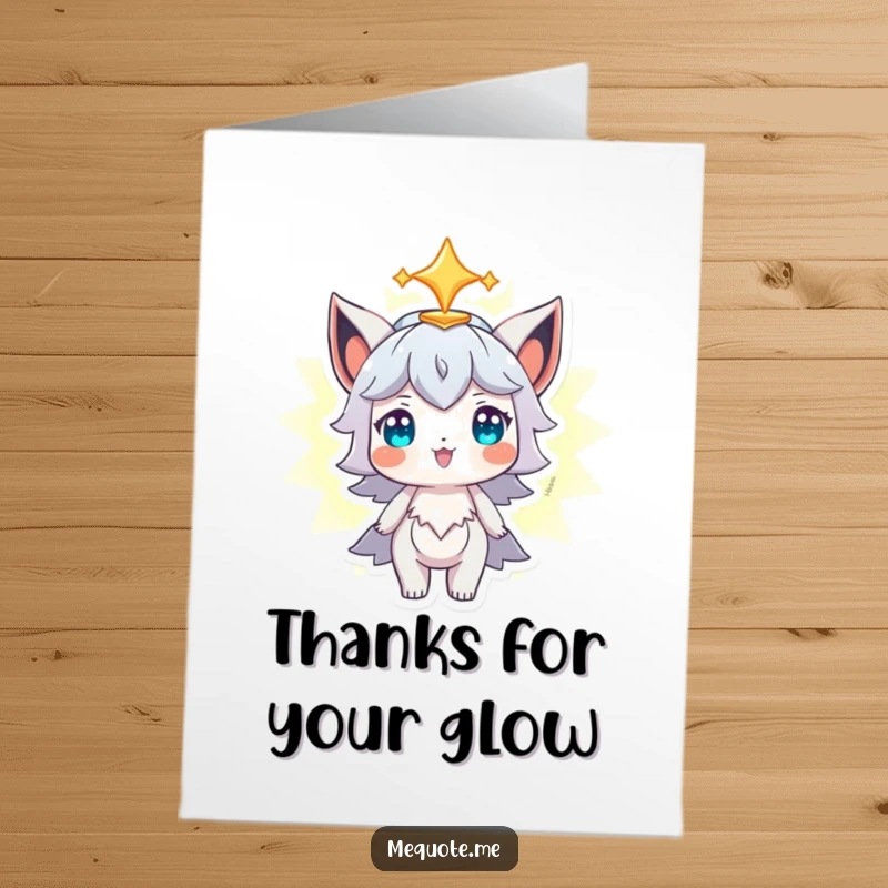 Funny Free Printable Thank You Card: Character proudly gazing at its own vibrant, glowing aura, a symbol of inner strength.