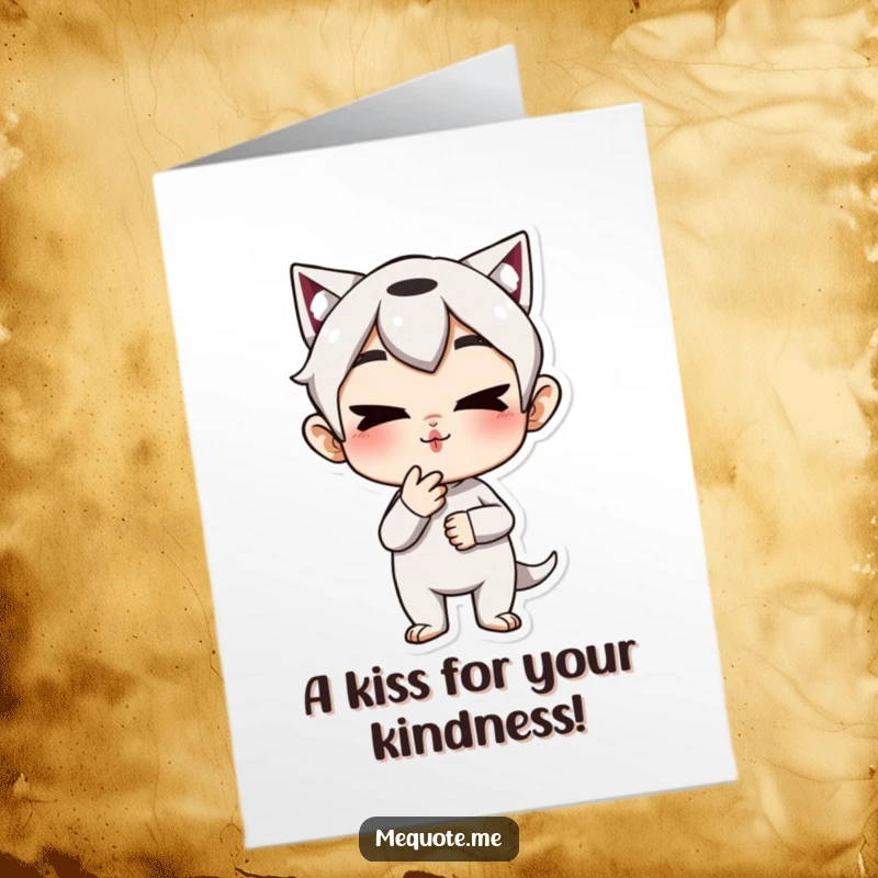 Funny Free Printable Thank You Card: A character is playfully blowing a kiss with a mischievous smirk.