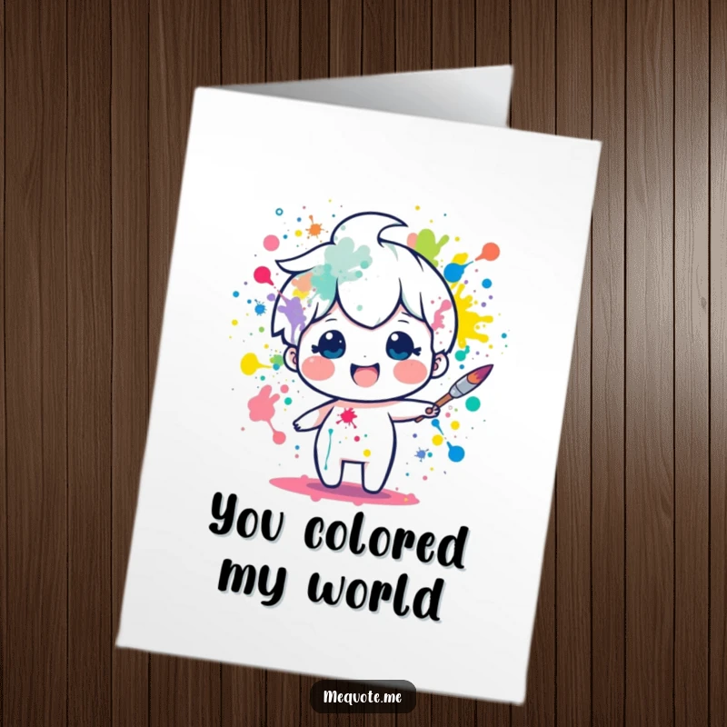 Funny Free Printable Thank You Card featuring a delighted paintbrush character splattering cheerful colors, conveying heartfelt thanks.