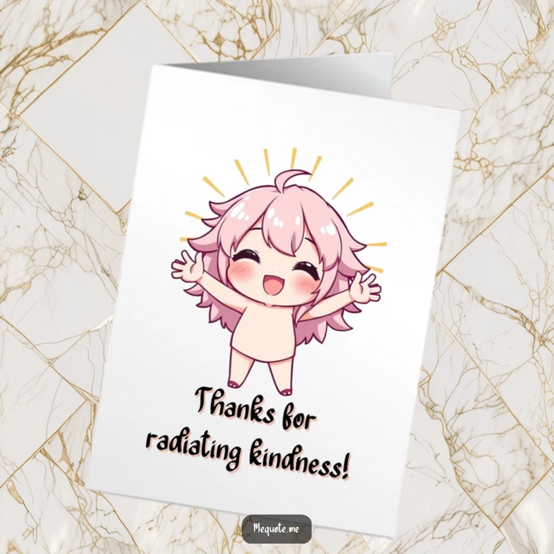 Funny Free Printable thank you card of a character striking a radiant, confident pose, conveying appreciation with flair.
