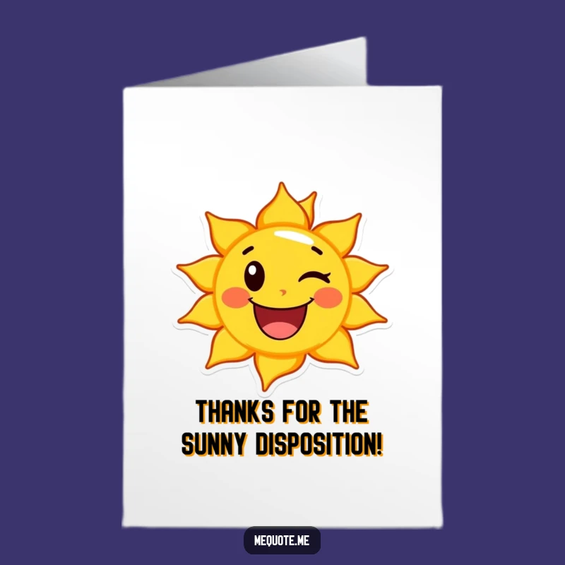 Free Printable Sun Thank You Card: Cheerful Wink Downloadable Gift