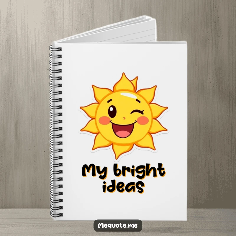 Funny Sun Notebook featuring a happy sun character giving a cheerful wink, ideal for journaling bright ideas with sunny optimism.