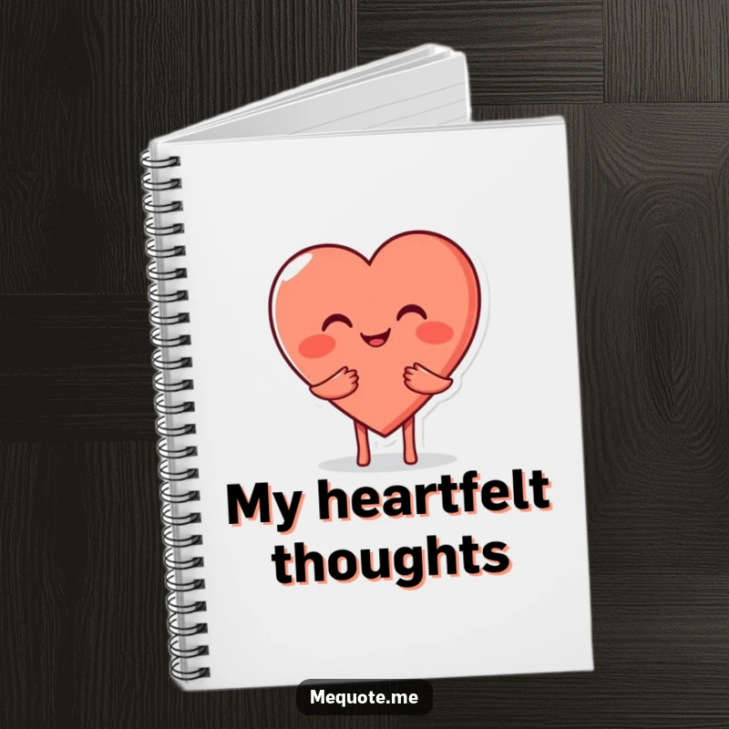 Funny Heart Hug Notebook featuring a smiling heart character giving a hug, ideal for journaling loving thoughts and ideas.