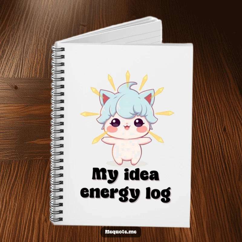 Funny notebook cover with a character emitting a gentle, positive glow, symbolizing inspiration and the manifestation of good thoughts.