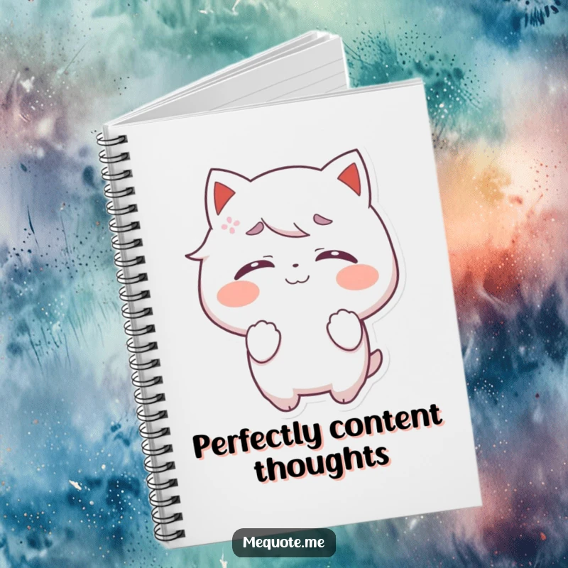 Funny Notebook with a character radiating self-satisfaction with closed eyes, designed for recording blissful thoughts.