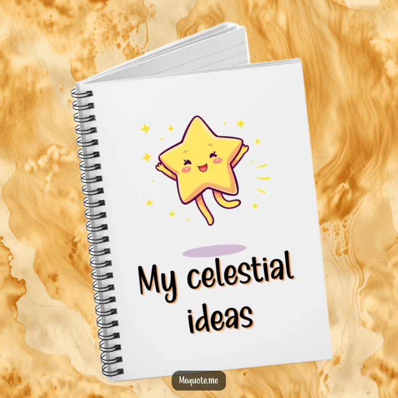 Funny Star Notebook featuring a sparkling star doing a cartwheel, ideal for writing down bright ideas with playful energy.