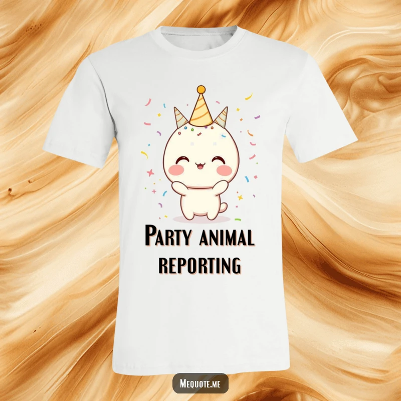 Funny T-Shirt showcasing a character surrounded by glittering confetti and sparkles, symbolizing pure joy and festive occasions.