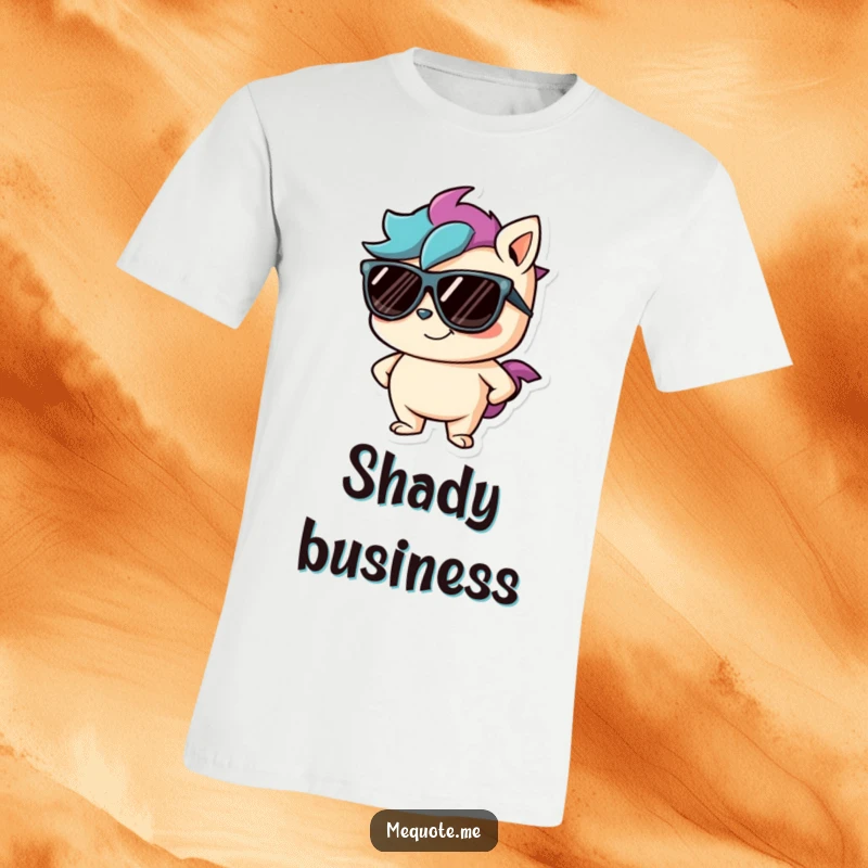 Funny t-shirt featuring a mischievous character donning stylish sunglasses and a confident, knowing smirk.