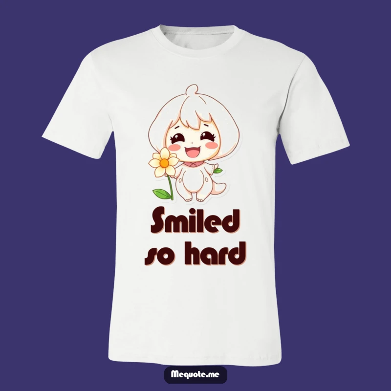 Funny T-Shirt: Radiant Smile Character, Share Floral Joy with This Tee!