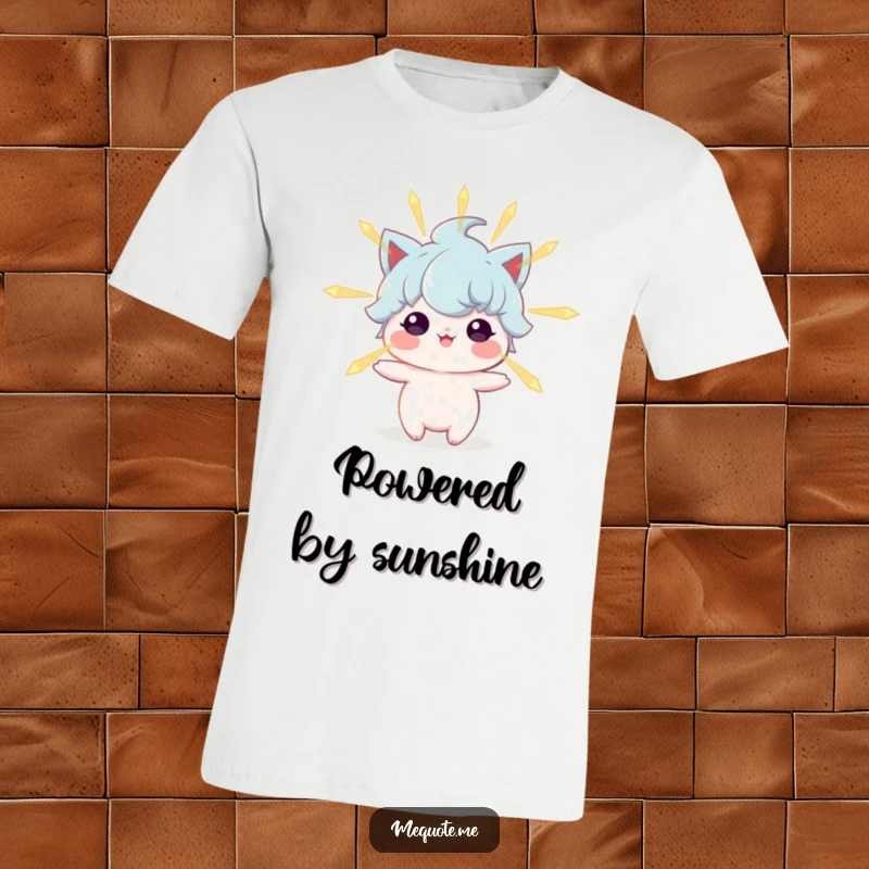 Funny t-shirt displaying a whimsical character encircled by a gentle, radiant aura of positive energy and light.